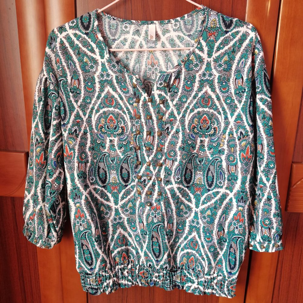 Aikeya Women's Vintage Blouse Green